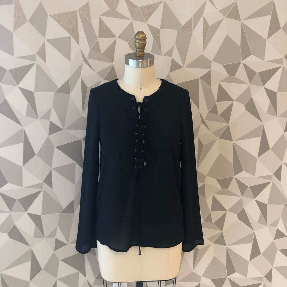 Black bell sleeve blouse
